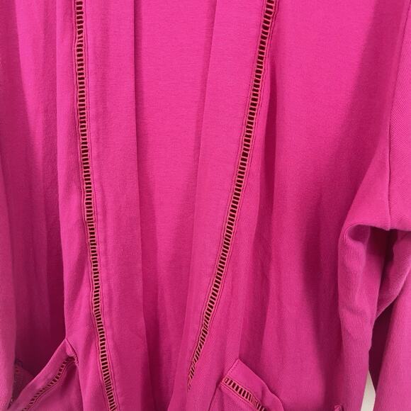 Rafaella Plus Size 3X Open Front Cardigan Sweater Ladder Stitch Fuchsia Pink - Picture 3 of 7